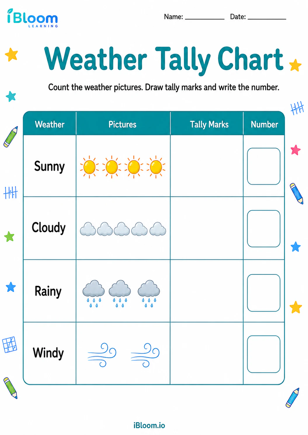 Preview page 1 of Weather Tally Chart