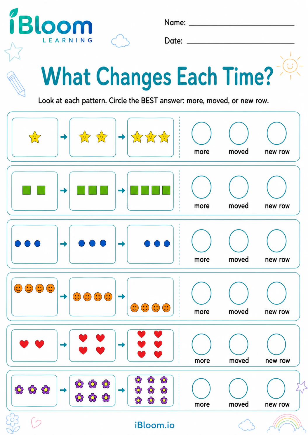 Preview of What Changes Each Time? worksheet