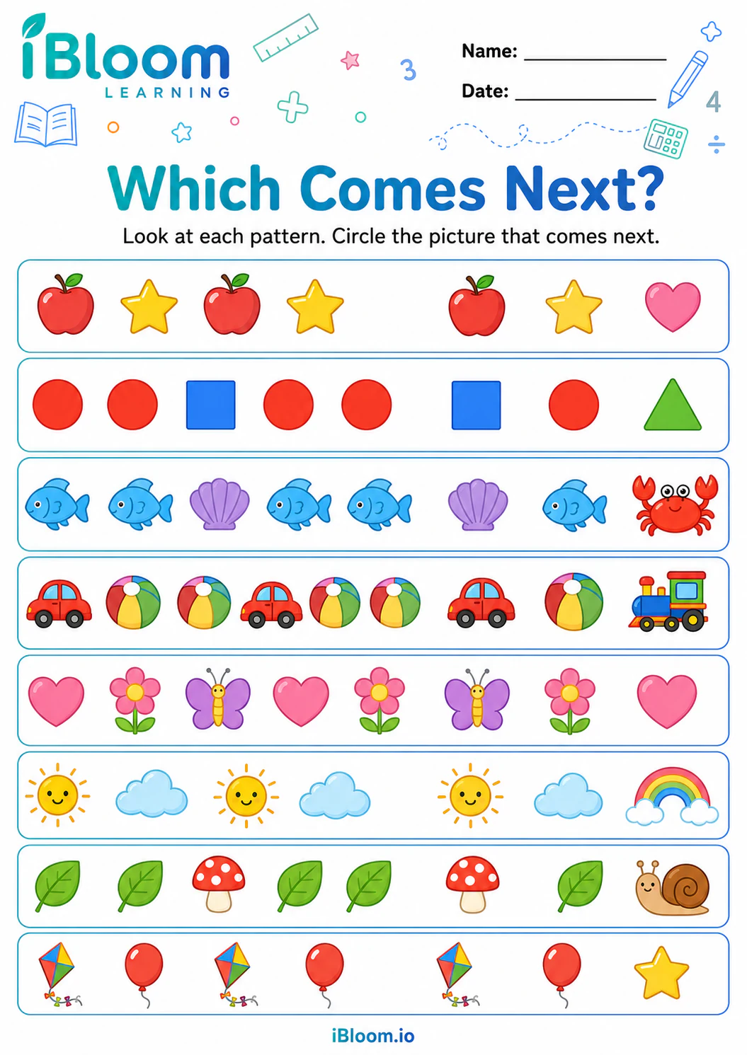 Preview of Which Comes Next? worksheet