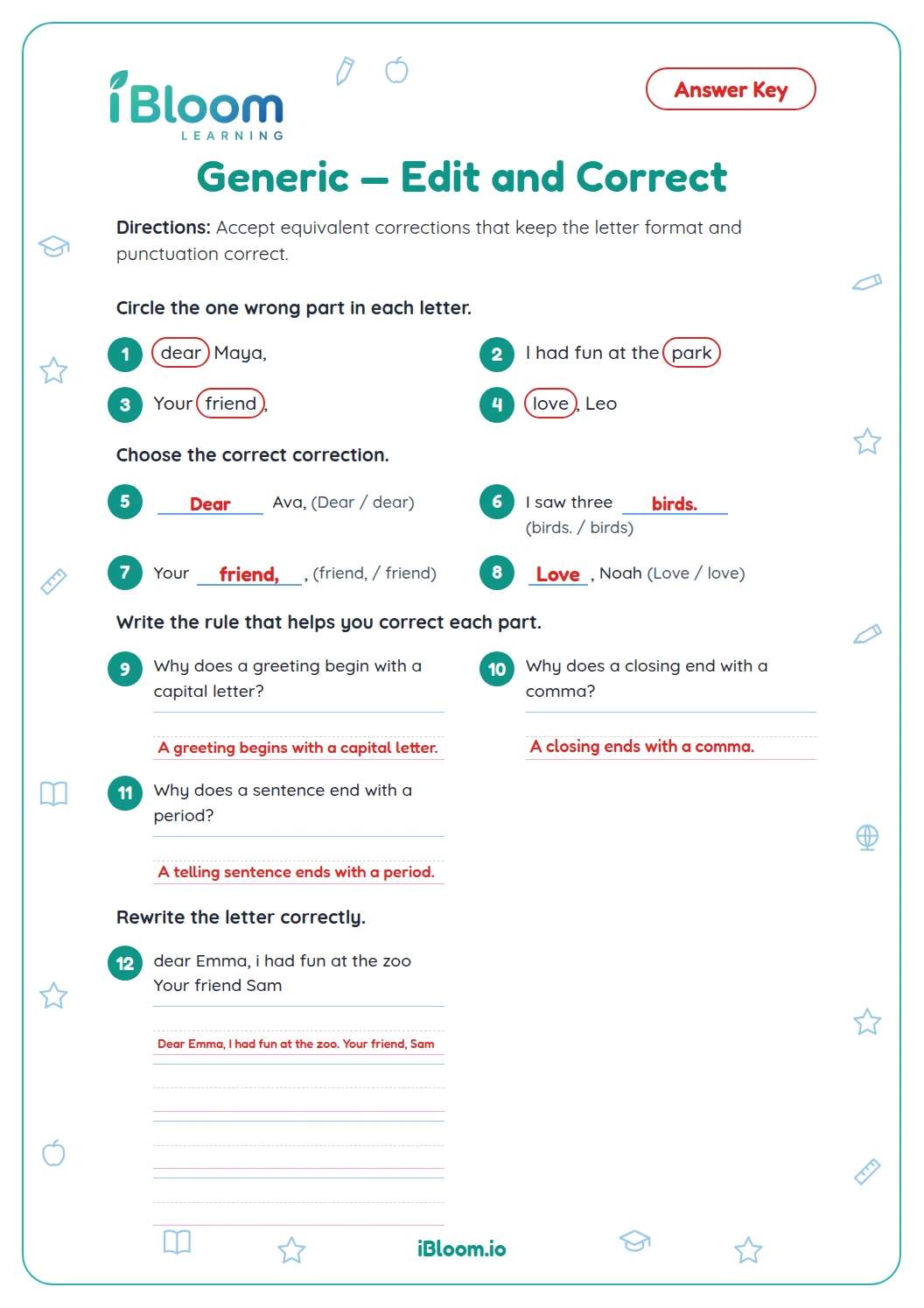 Generic — Edit and Correct answer key
