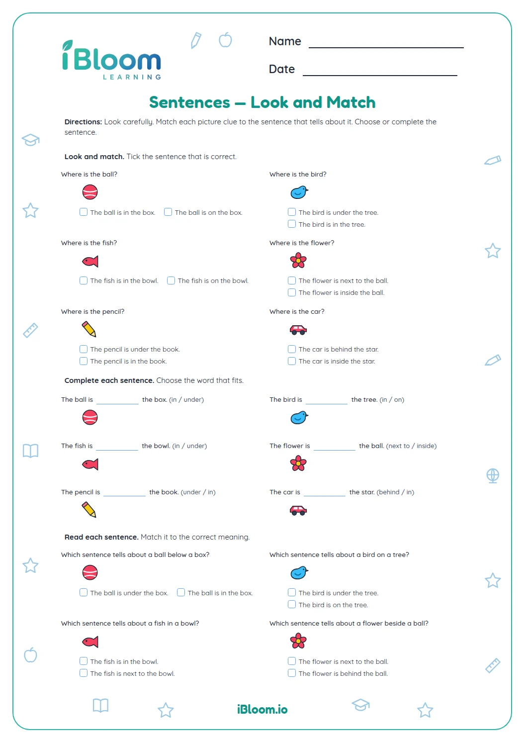 Sentecens Sentences — Gentle Mixed Review Worksheet | iBloom
