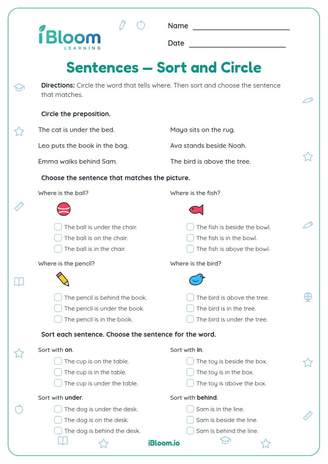 Sentecens Sentences — Gentle Mixed Review Worksheet | iBloom