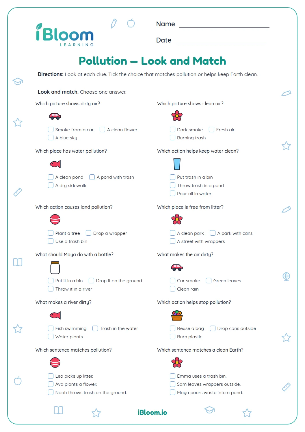 Pollution — Trace or Color Worksheet | iBloom