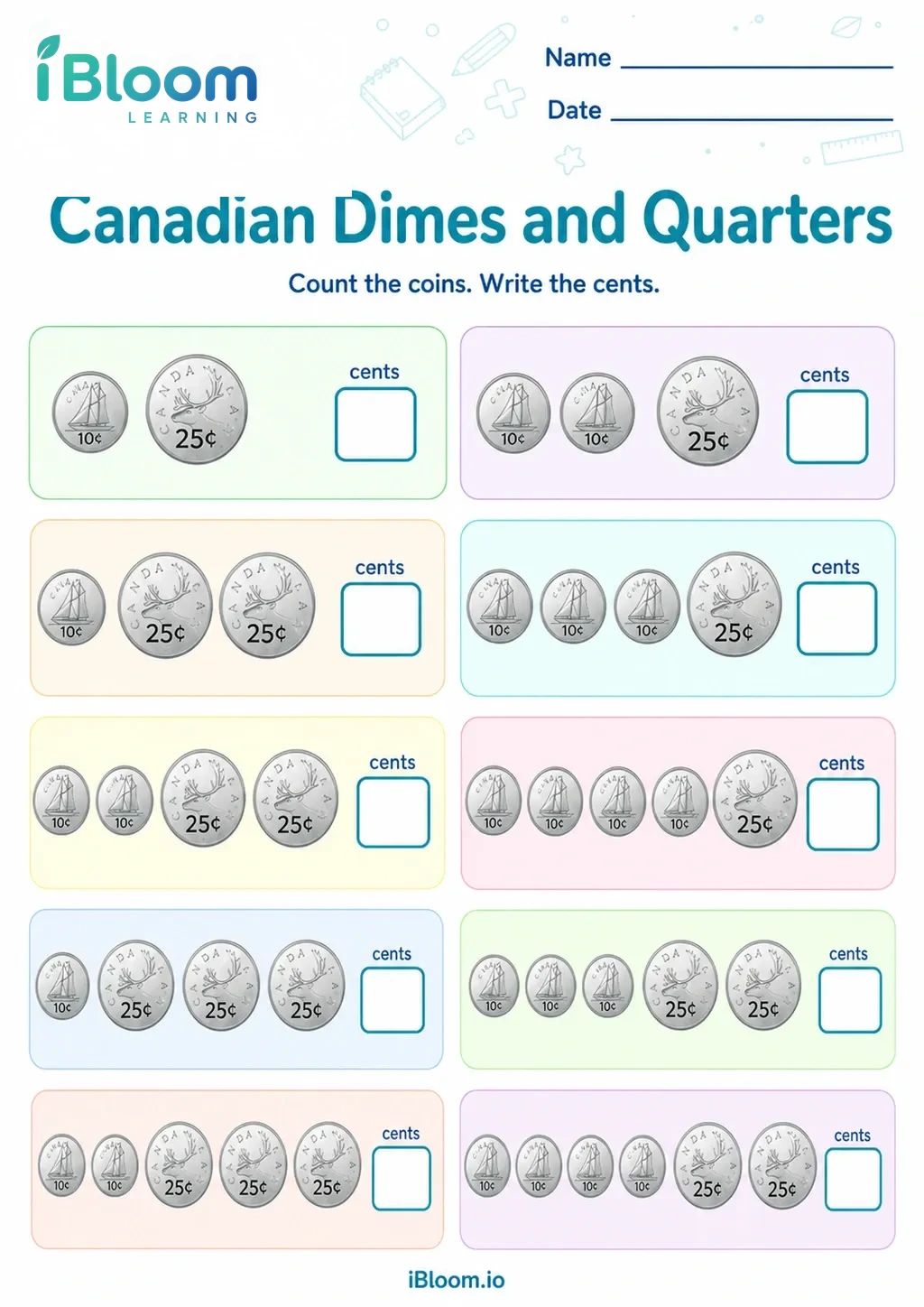 Preview page 1 of Canadian Dimes and Quarters