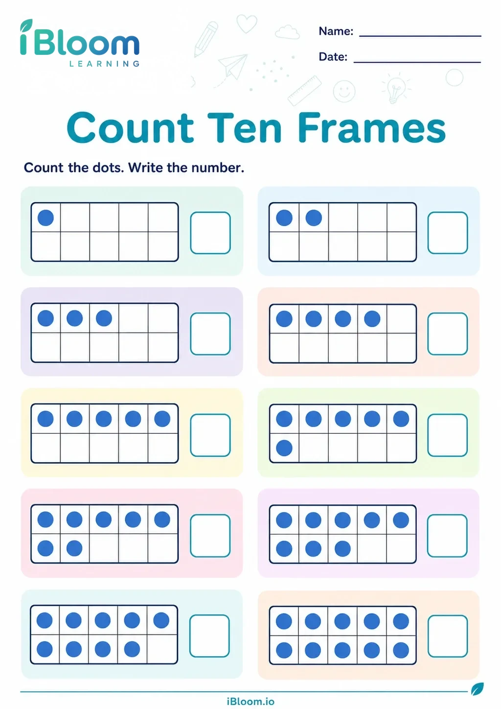 Preview page 1 of Count Ten Frames