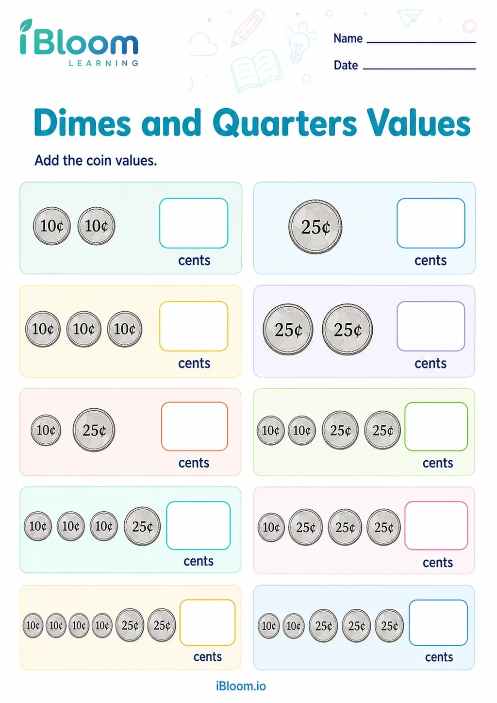 Preview page 1 of Dimes and Quarters Values