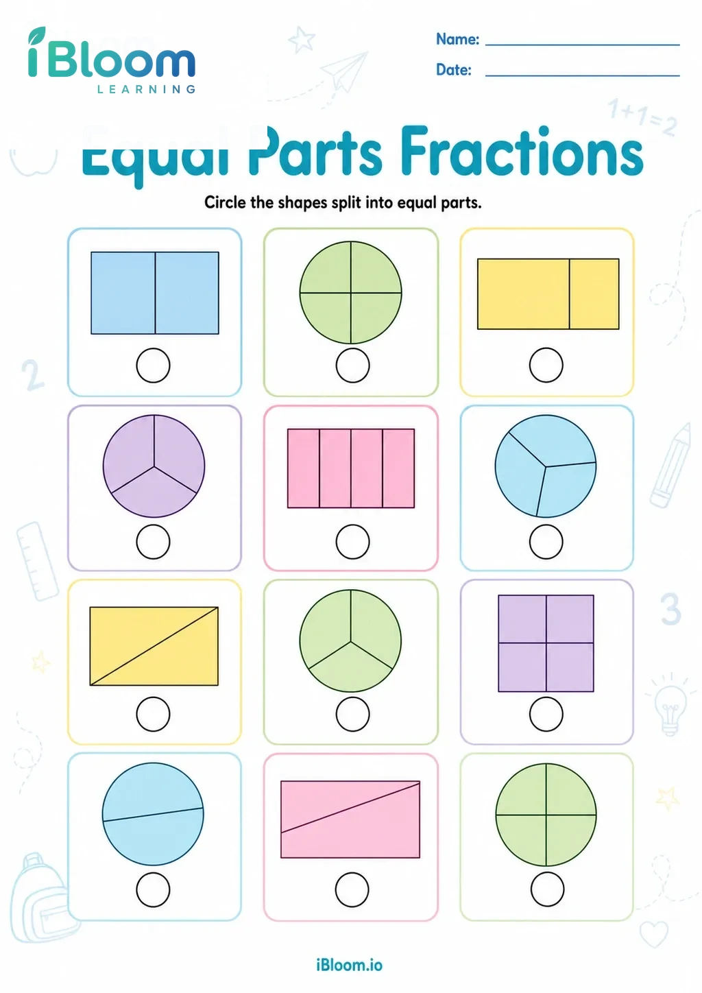 Preview page 1 of Equal Parts Fractions