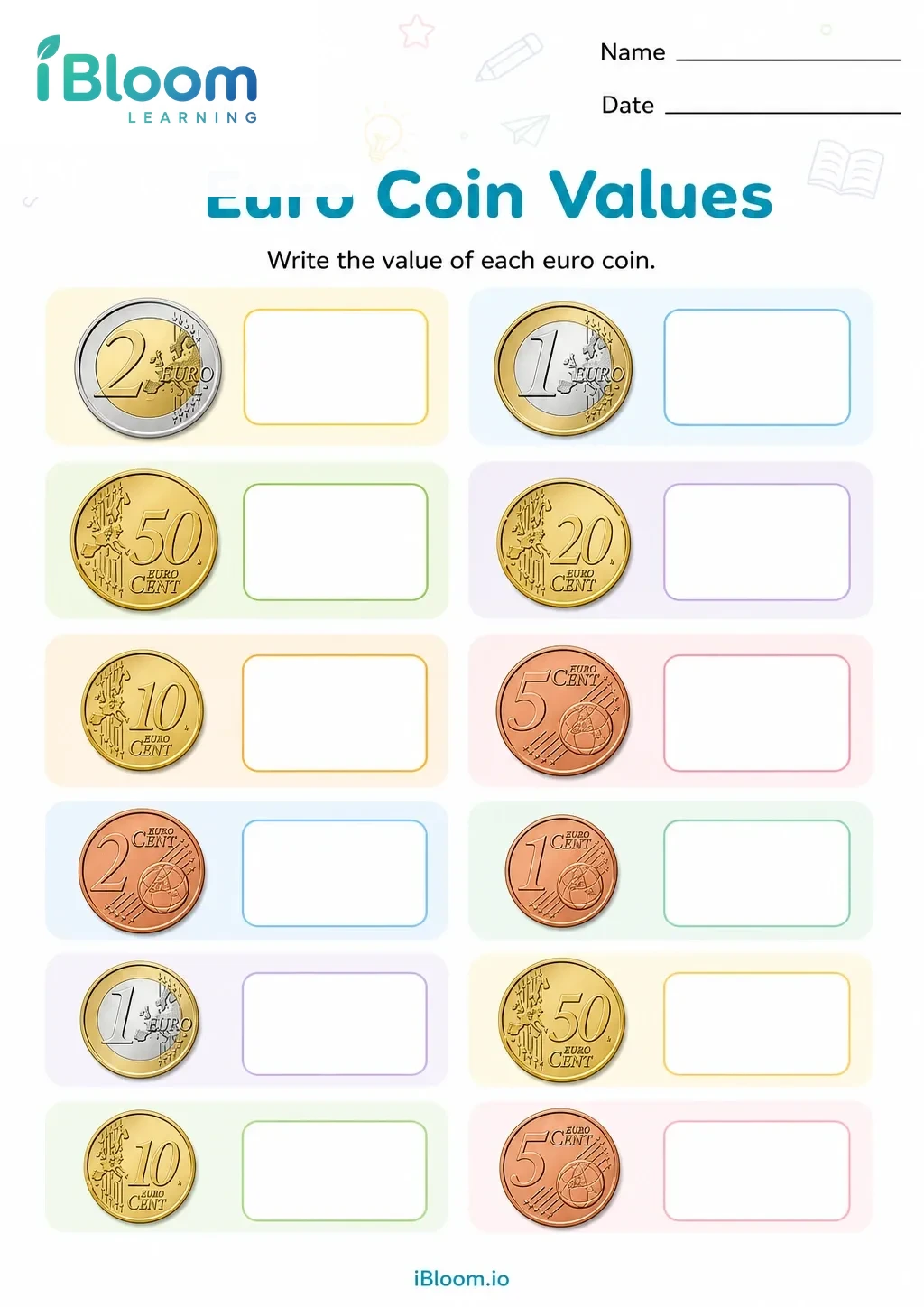 Preview page 1 of Euro Coin Values