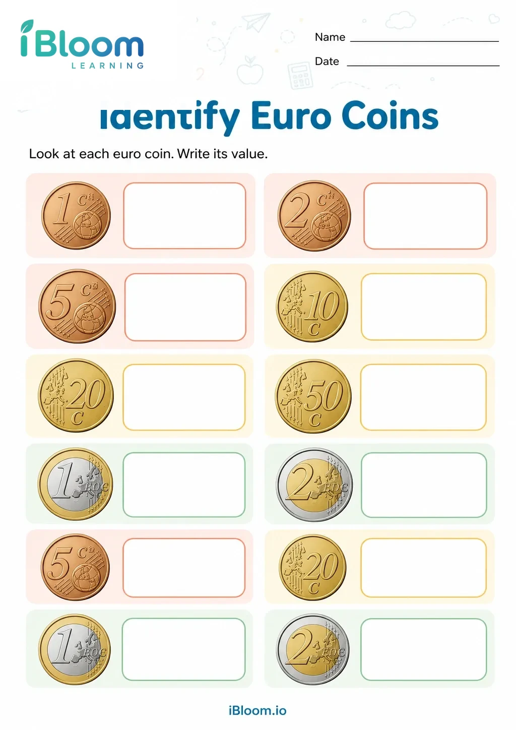 Preview page 1 of Identify Euro Coins