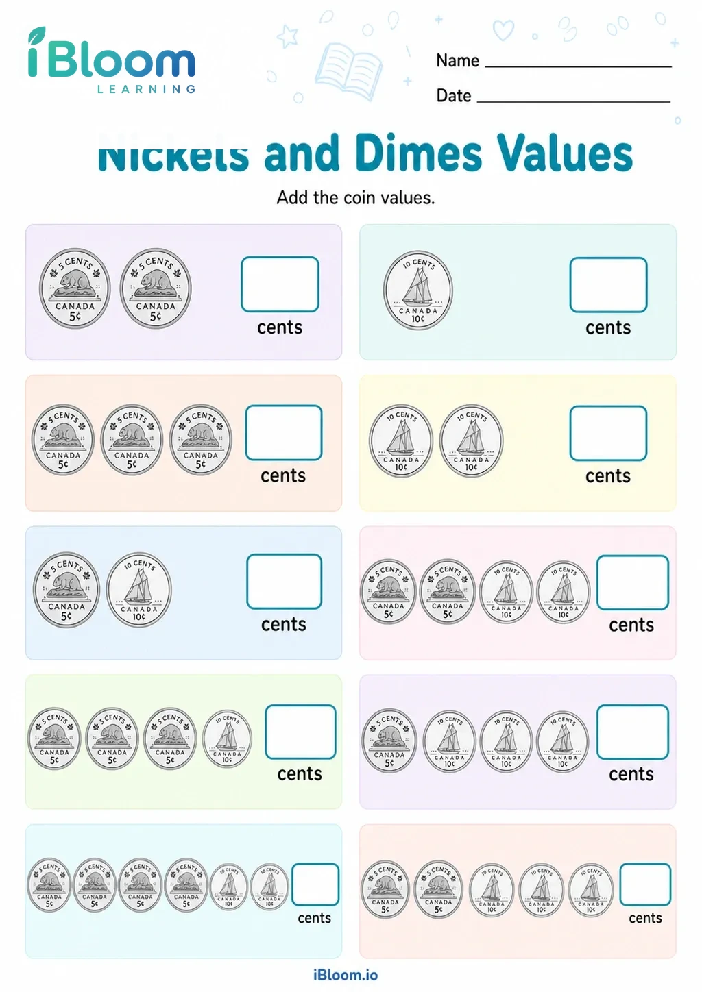 Preview page 1 of Nickels and Dimes Values