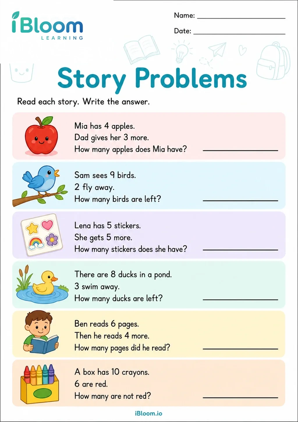 Preview page 1 of Story Problems