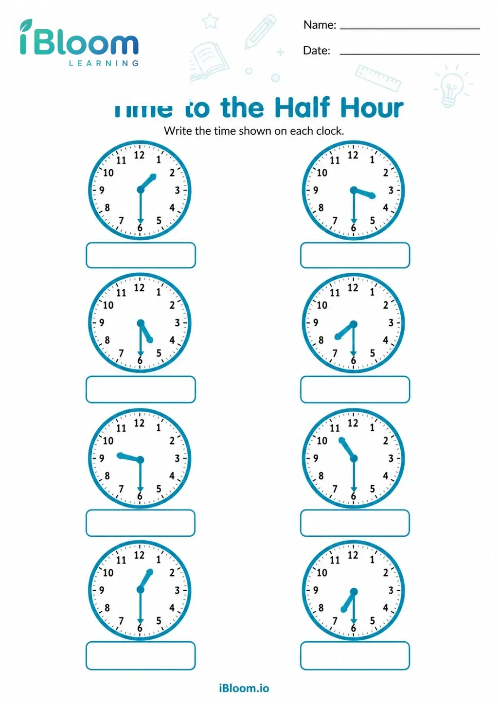 Preview page 1 of Time to the Half Hour