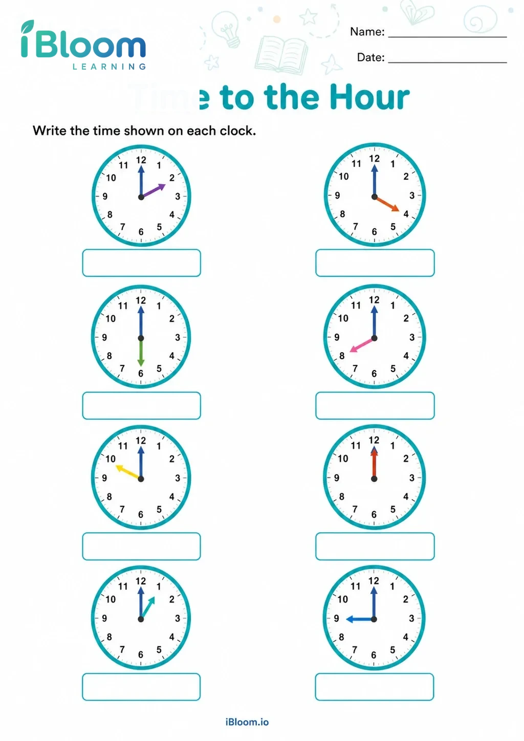 Preview of Time to the Hour worksheet