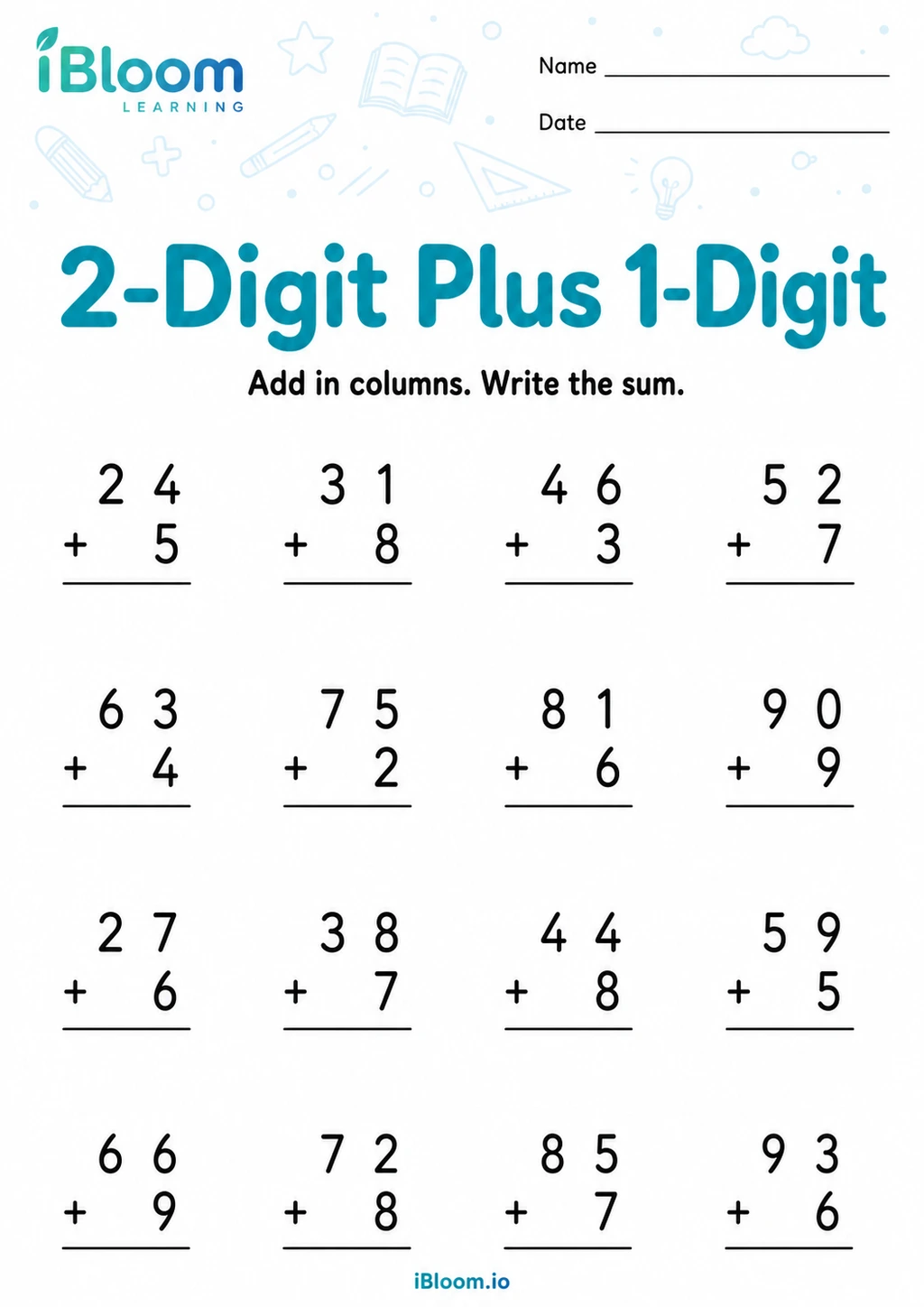 Preview page 1 of 2-Digit Plus 1-Digit