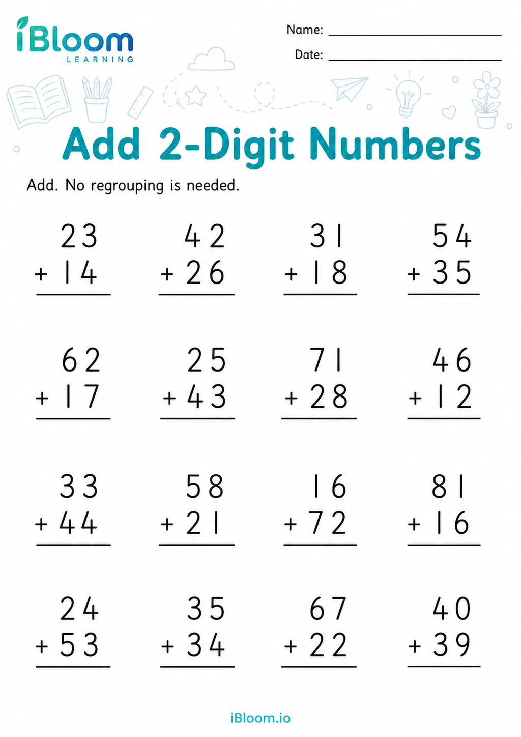 Preview page 1 of Add 2-Digit Numbers