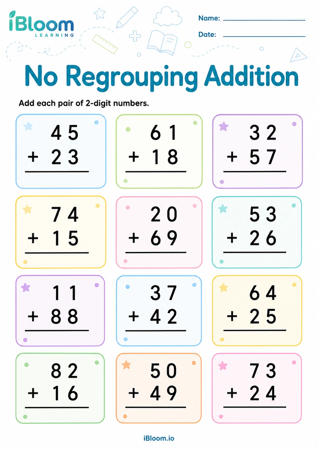 Preview page 1 of No Regrouping Addition