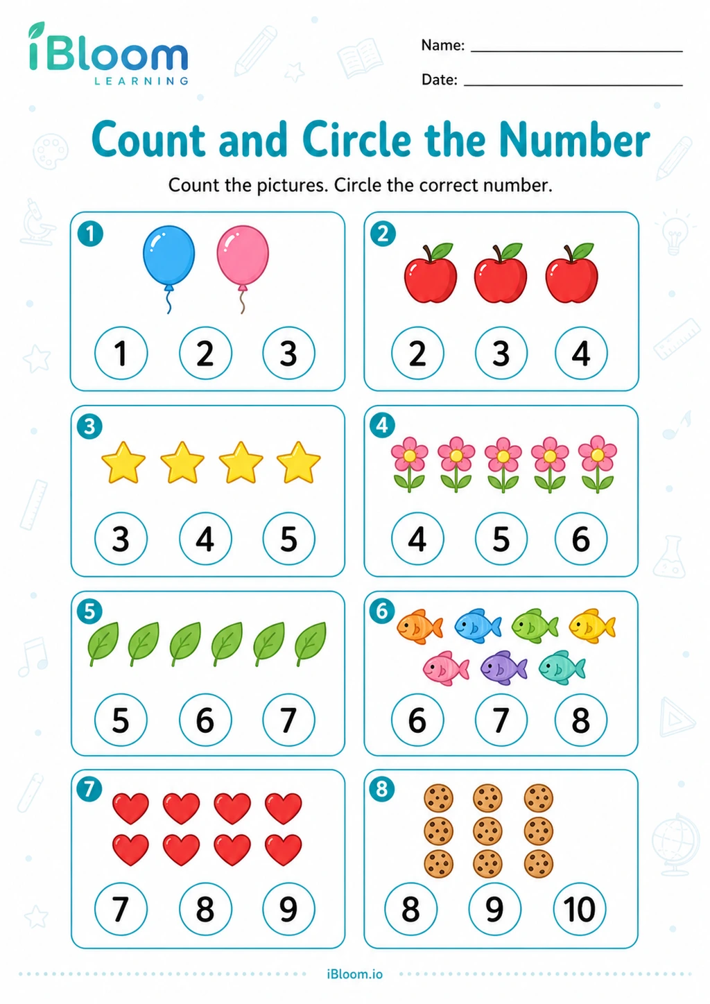 Preview of Count and Circle the Number worksheet
