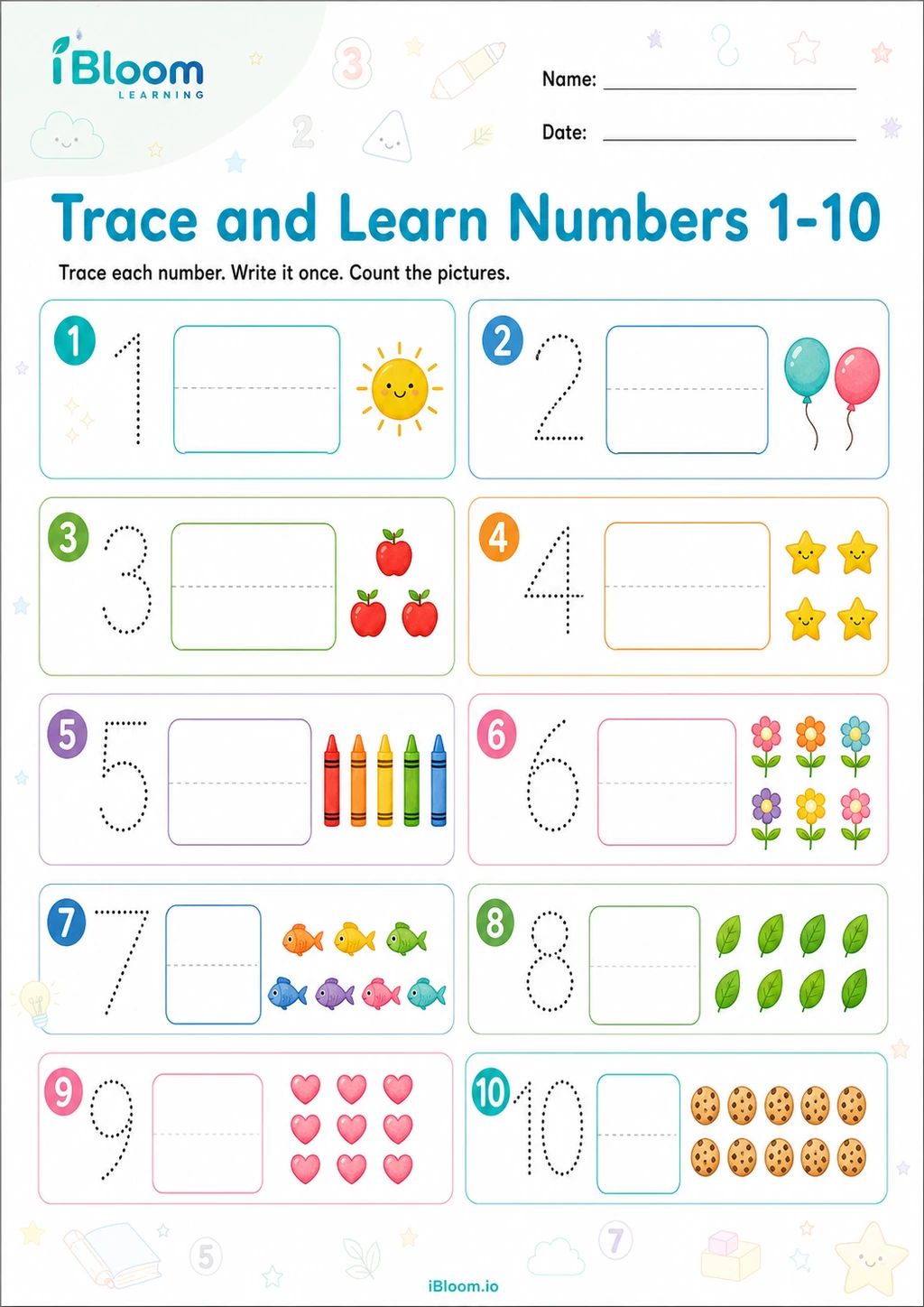 Preview page 1 of Trace and Learn Numbers 1-10