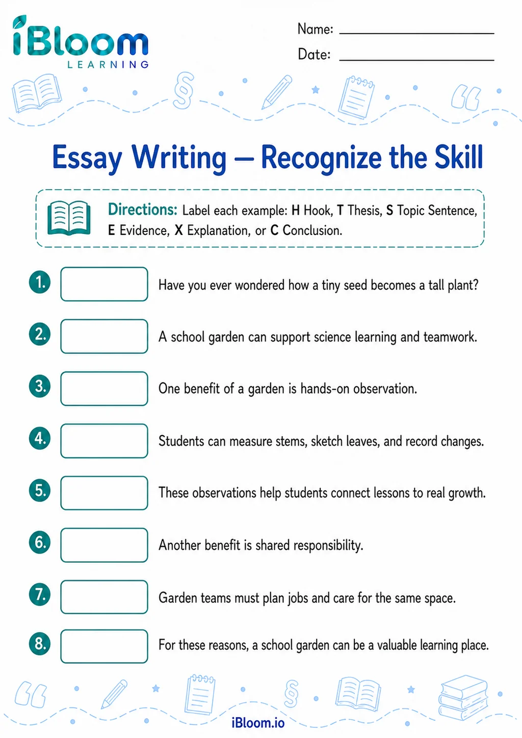 Preview page 1 of Essay Writing — Recognize the Skill