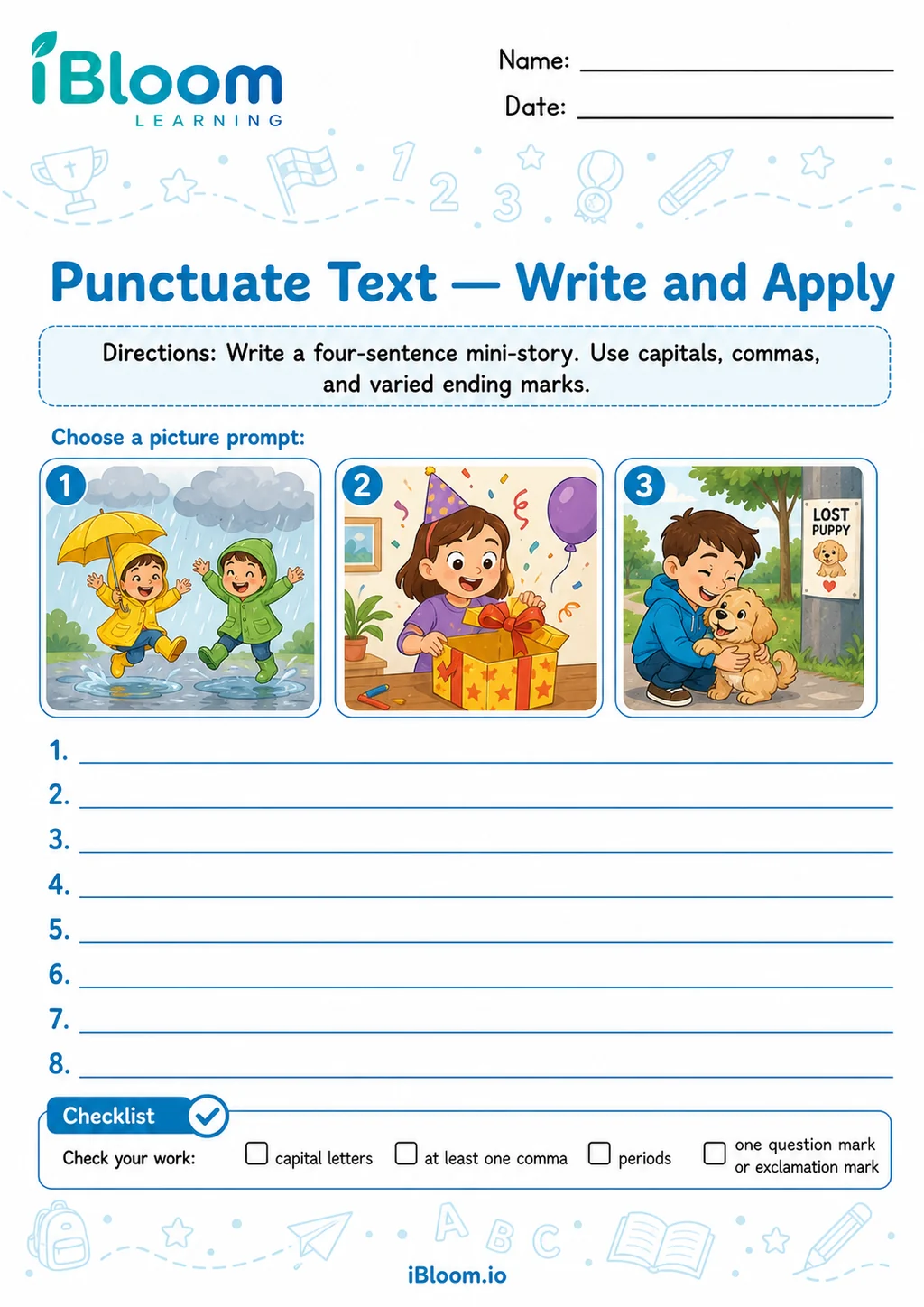 Preview of Punctuate Text — Write and Apply worksheet