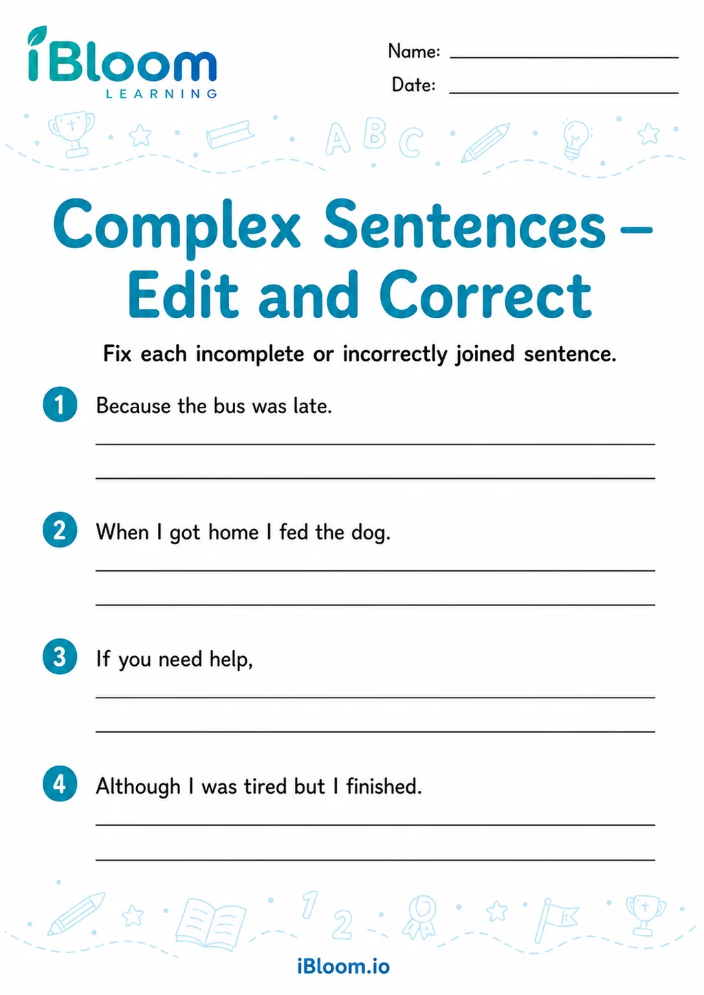 Preview of Complex — Edit and Correct worksheet