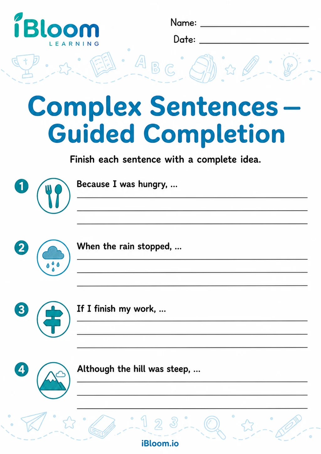 Complex — Guided Completion printable Grade 2 worksheet preview