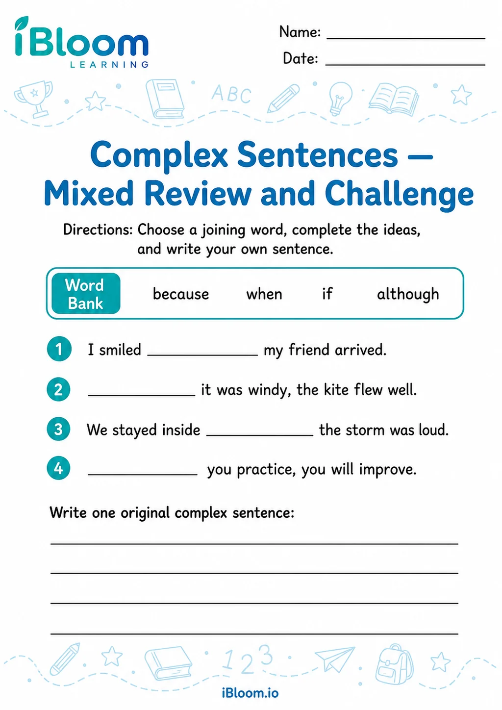 Preview of Complex — Mixed Review and Challenge worksheet