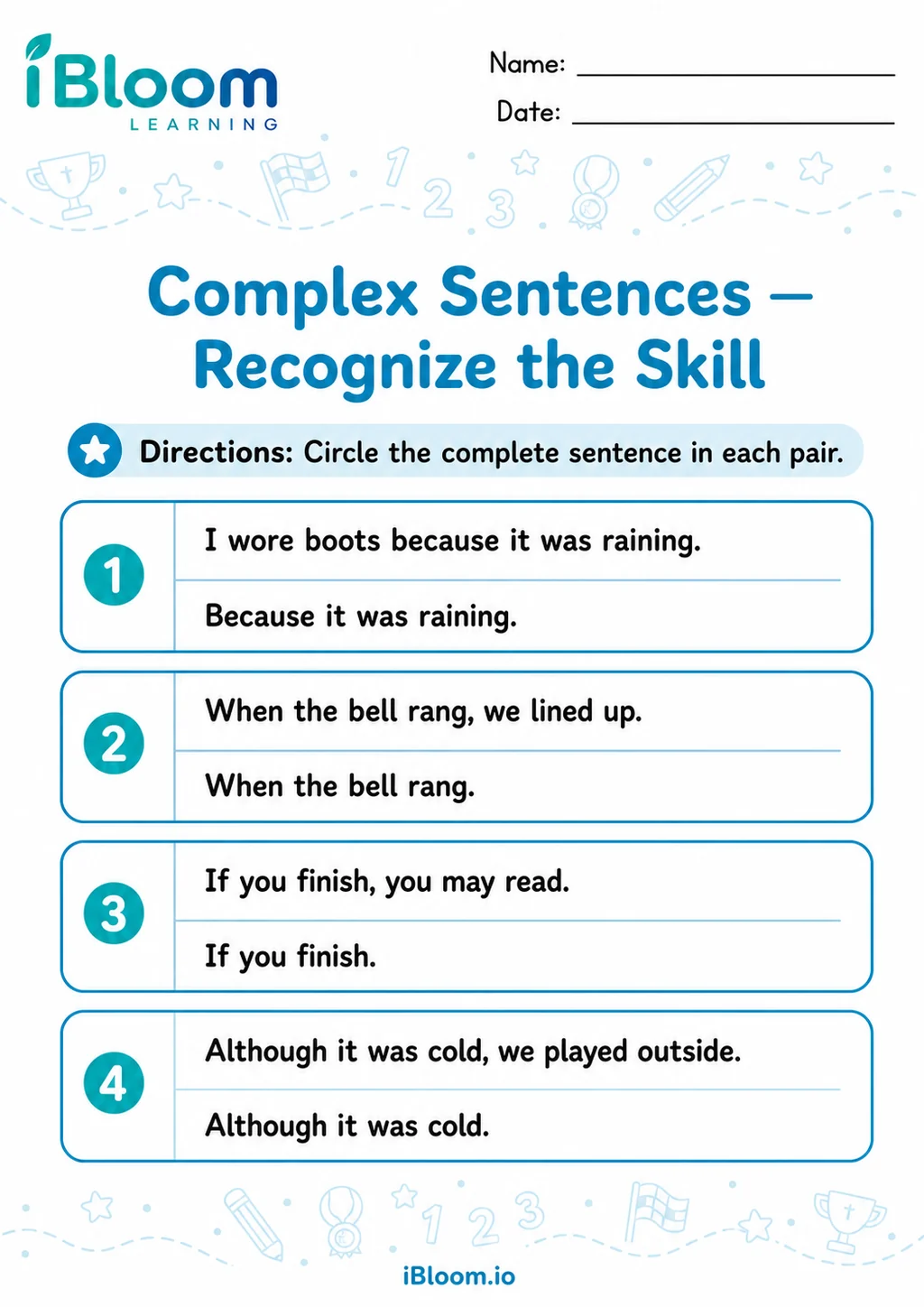 Complex — Recognize the Skill printable Grade 2 worksheet preview