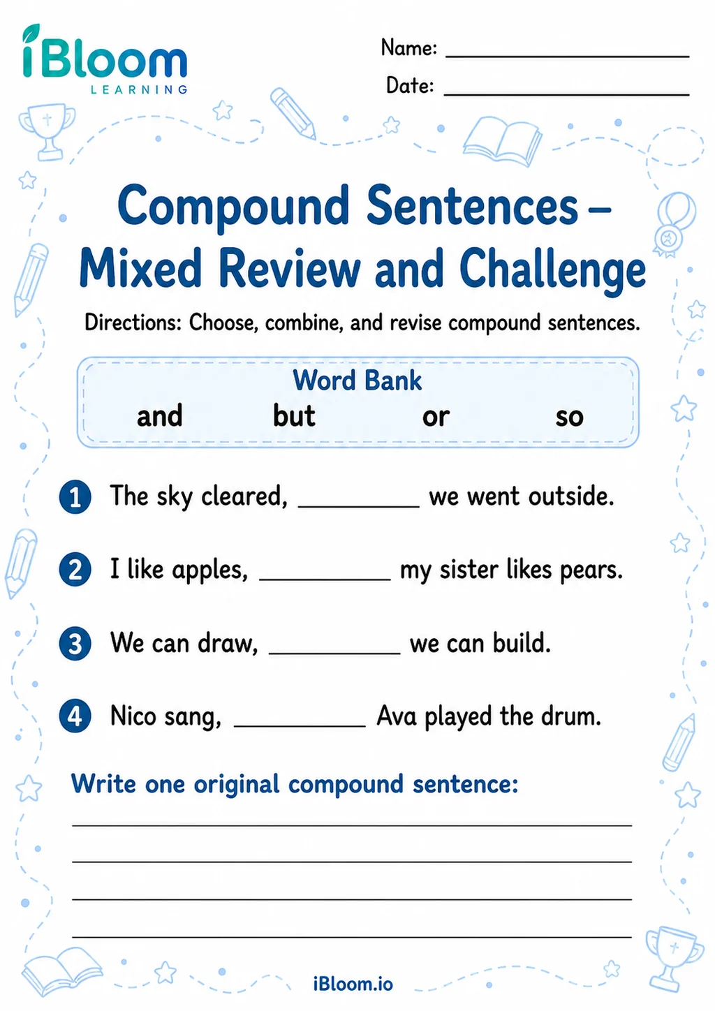 Preview of Compound — Mixed Review and Challenge worksheet