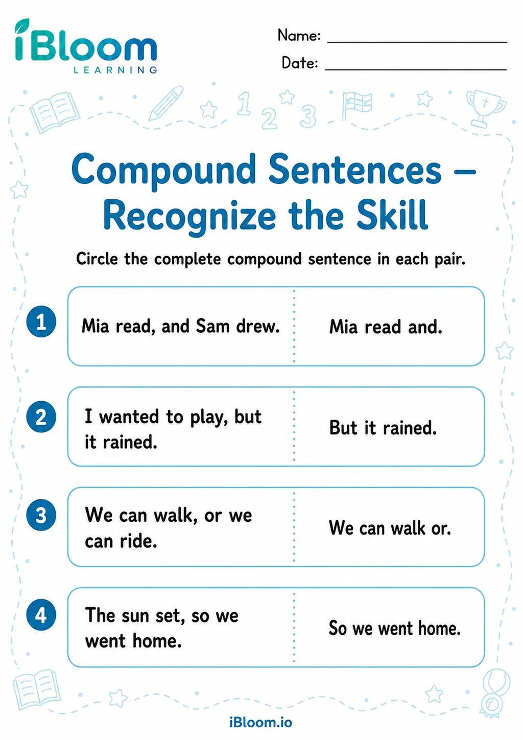 Preview of Compound — Recognize the Skill worksheet