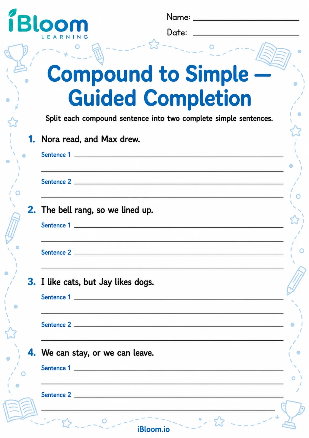 Preview of Compound To Simple — Guided Completion worksheet