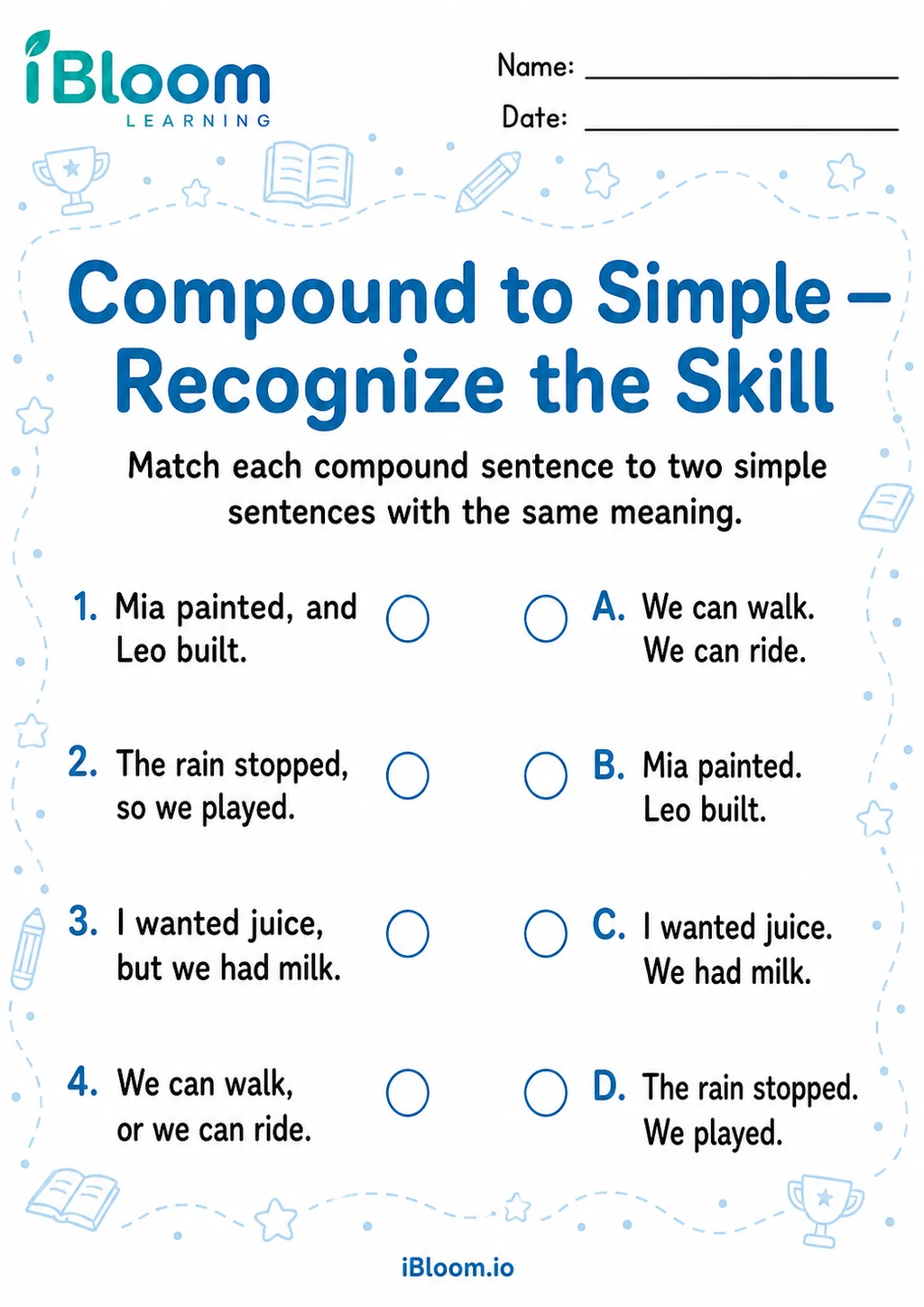 Preview page 1 of Compound To Simple — Recognize the Skill