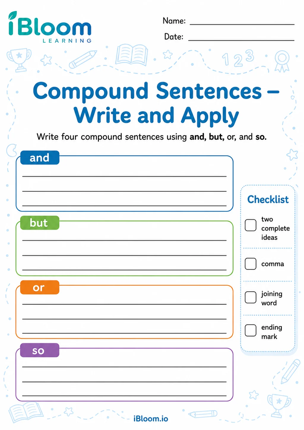 Preview of Compound — Write and Apply worksheet