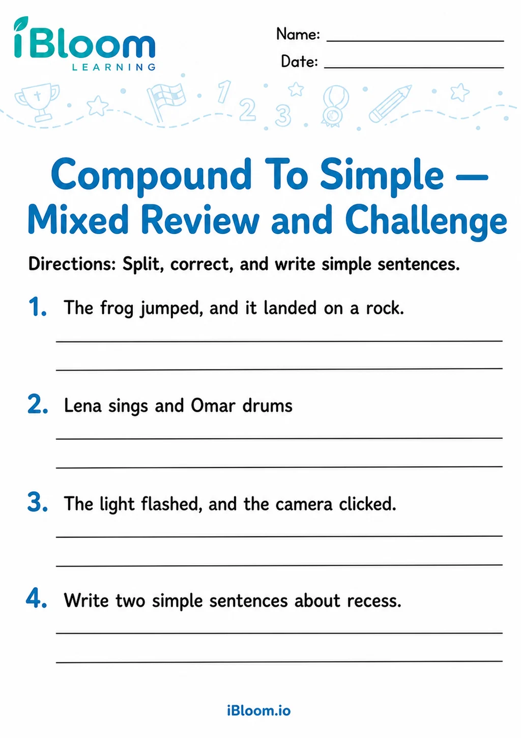 Preview of Compound To Simple — Mixed Review and Challenge worksheet