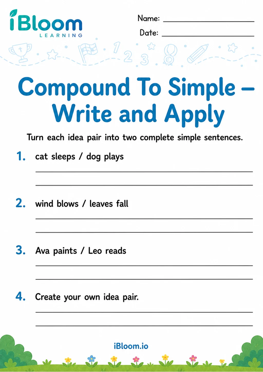 Preview page 1 of Compound To Simple — Write and Apply