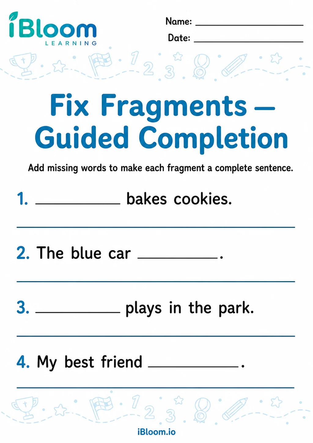 Preview page 1 of Fix Fragments — Guided Completion