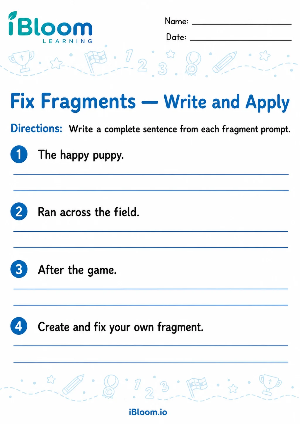Preview page 1 of Fix Fragments — Write and Apply