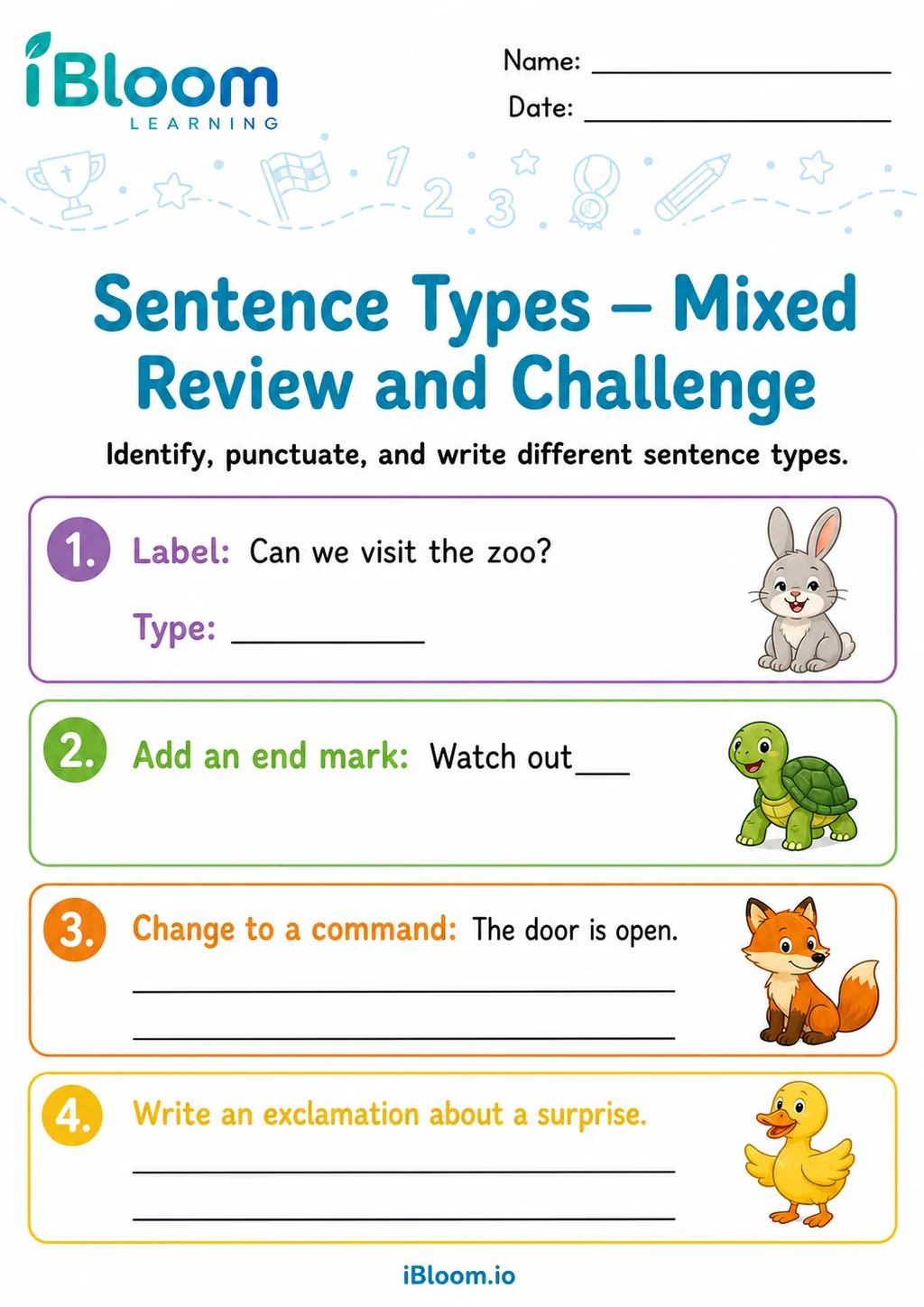 Preview page 1 of Sentence Types — Mixed Review and Challenge