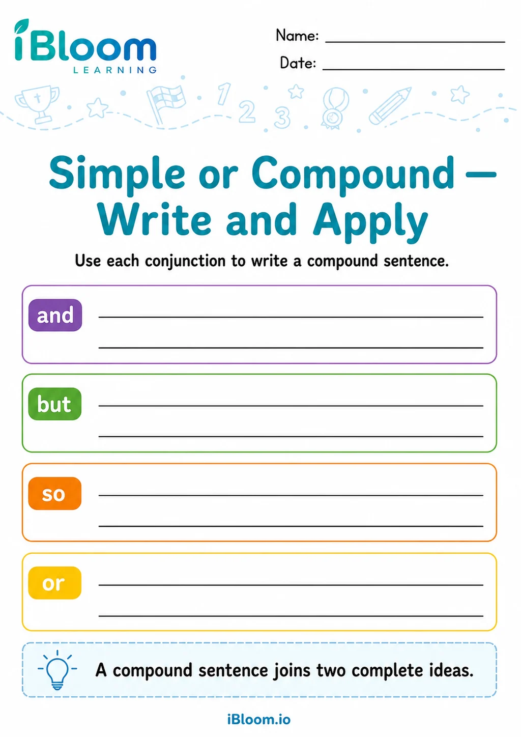 Preview of Simple Or Compound — Write and Apply worksheet