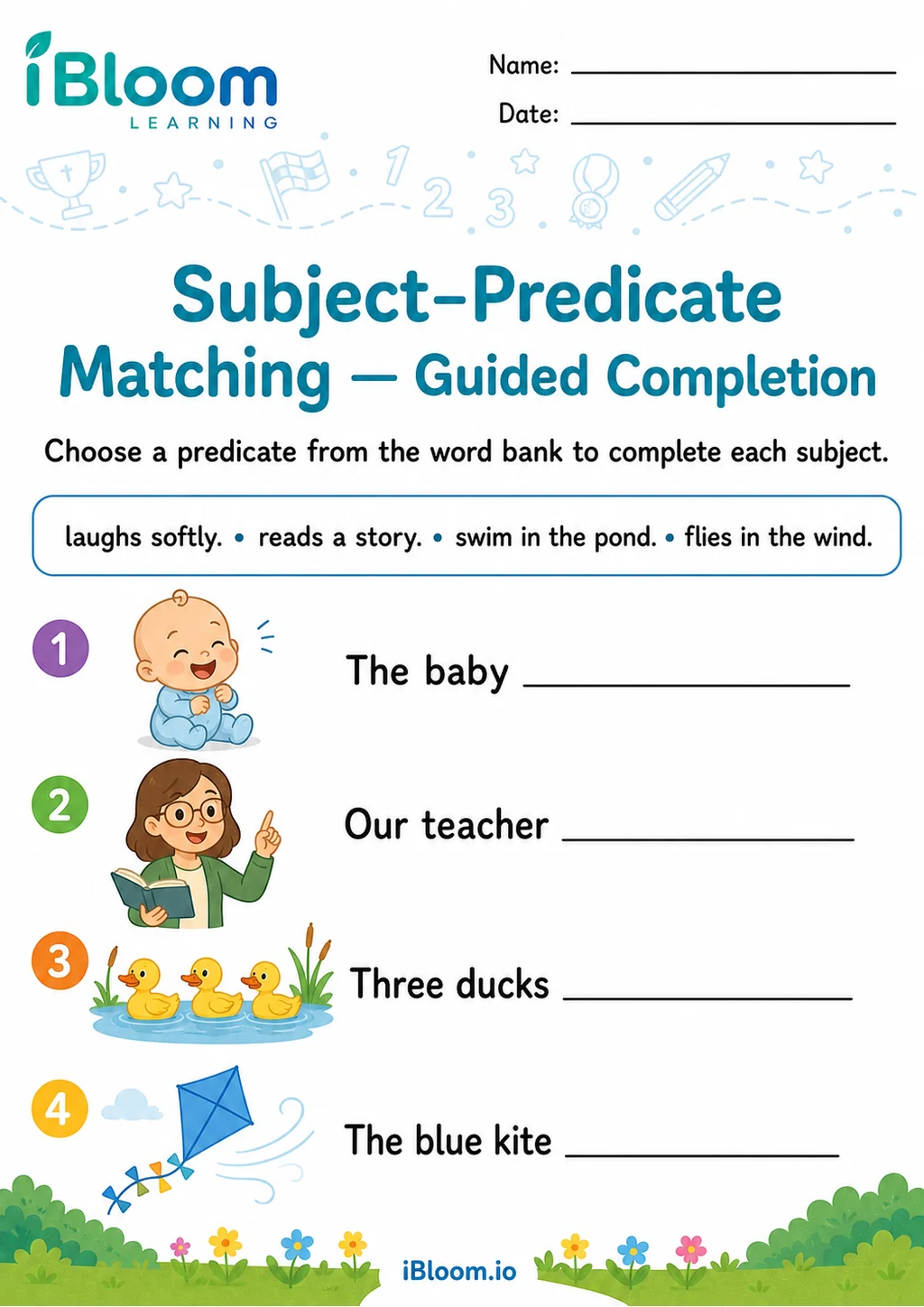 Preview page 1 of Subject Predicate Matching — Guided Completion