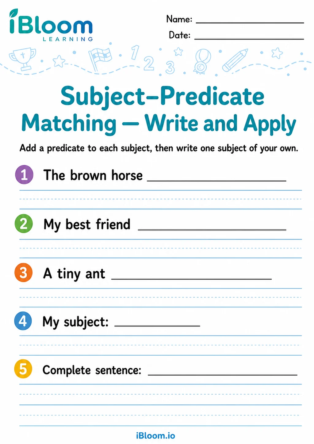 Preview page 1 of Subject Predicate Matching — Write and Apply