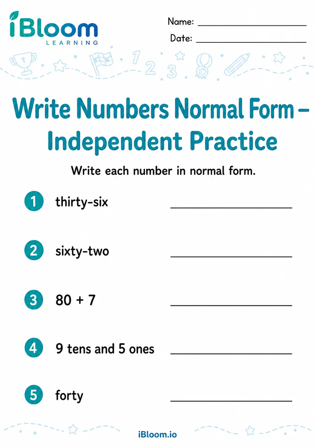 Preview page 1 of Write Numbers Normal Form — Independent Practice