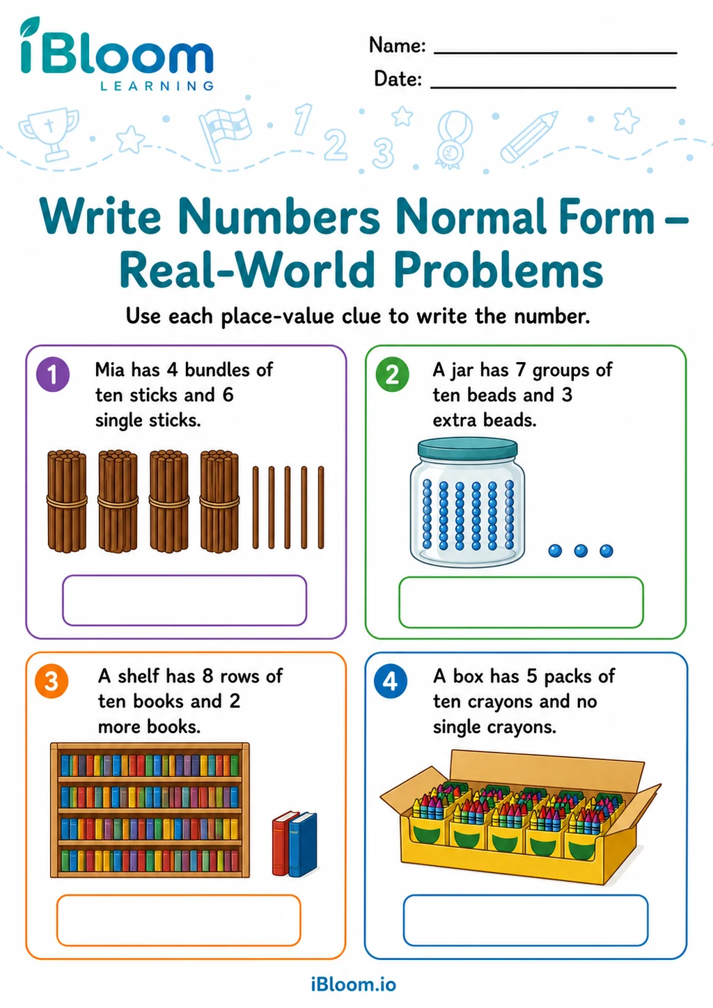 Preview of Write Numbers Normal Form — Real-World Problems worksheet