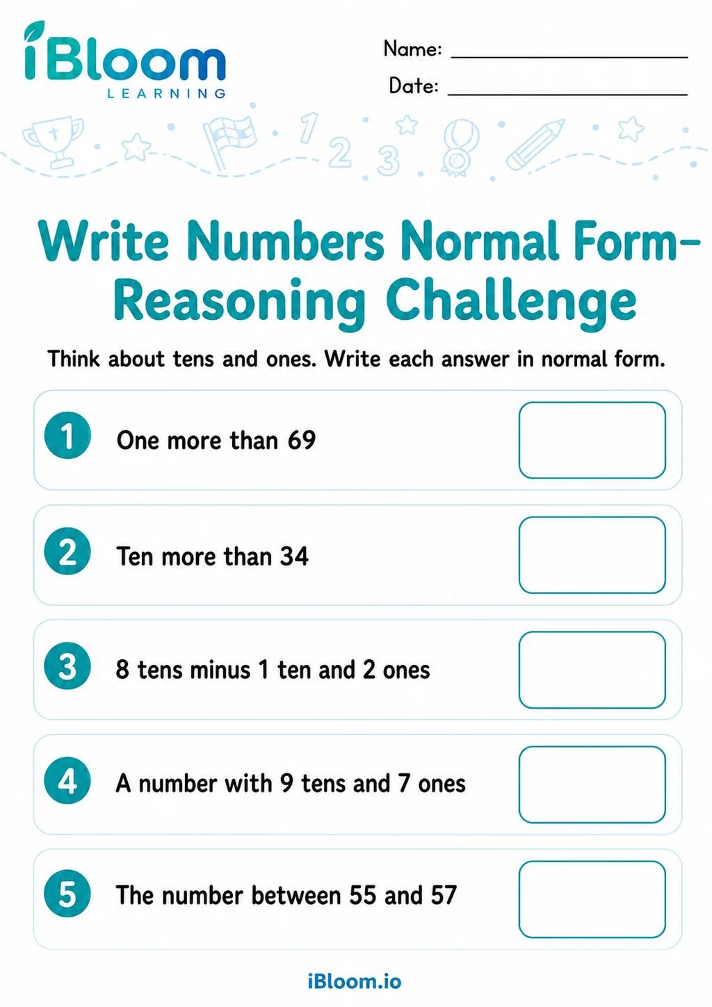Preview page 1 of Write Numbers Normal Form — Reasoning Challenge