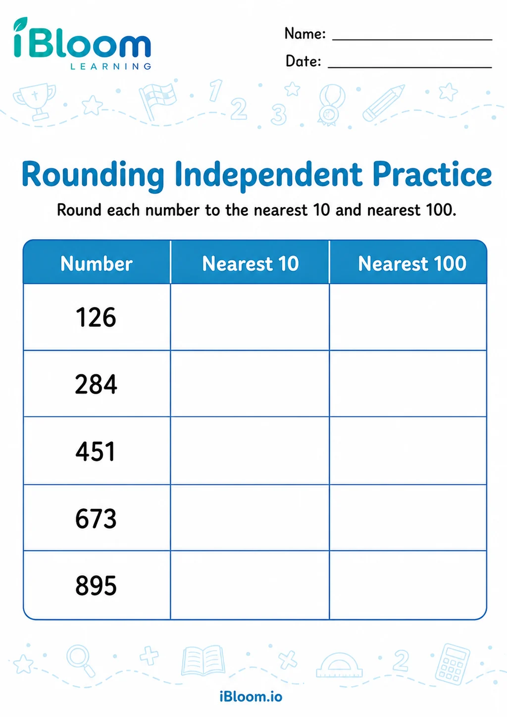 Preview page 1 of Round 3 Digit Numbers Mixed — Independent Practice