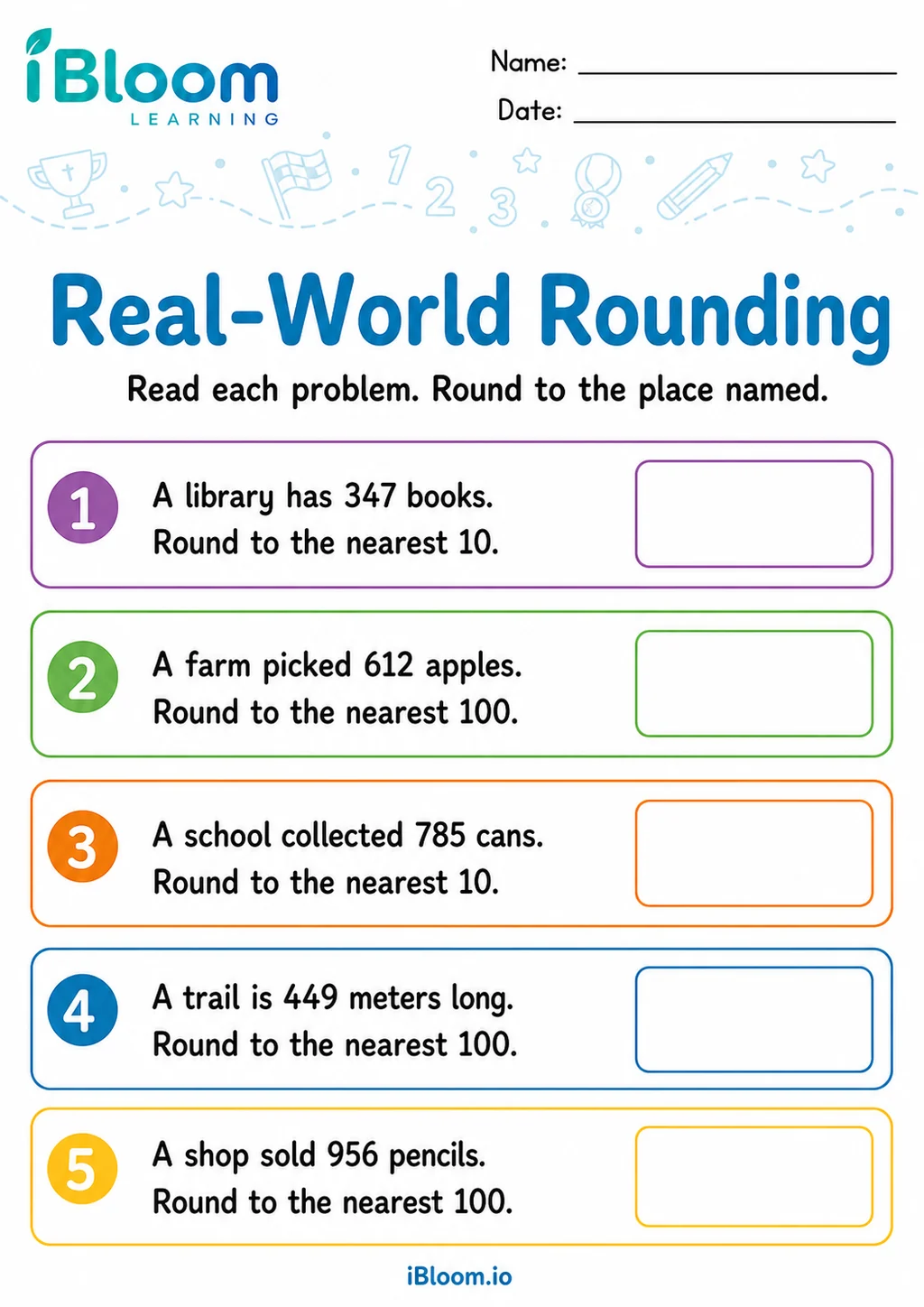 Preview page 1 of Round 3 Digit Numbers Mixed — Real-World Problems