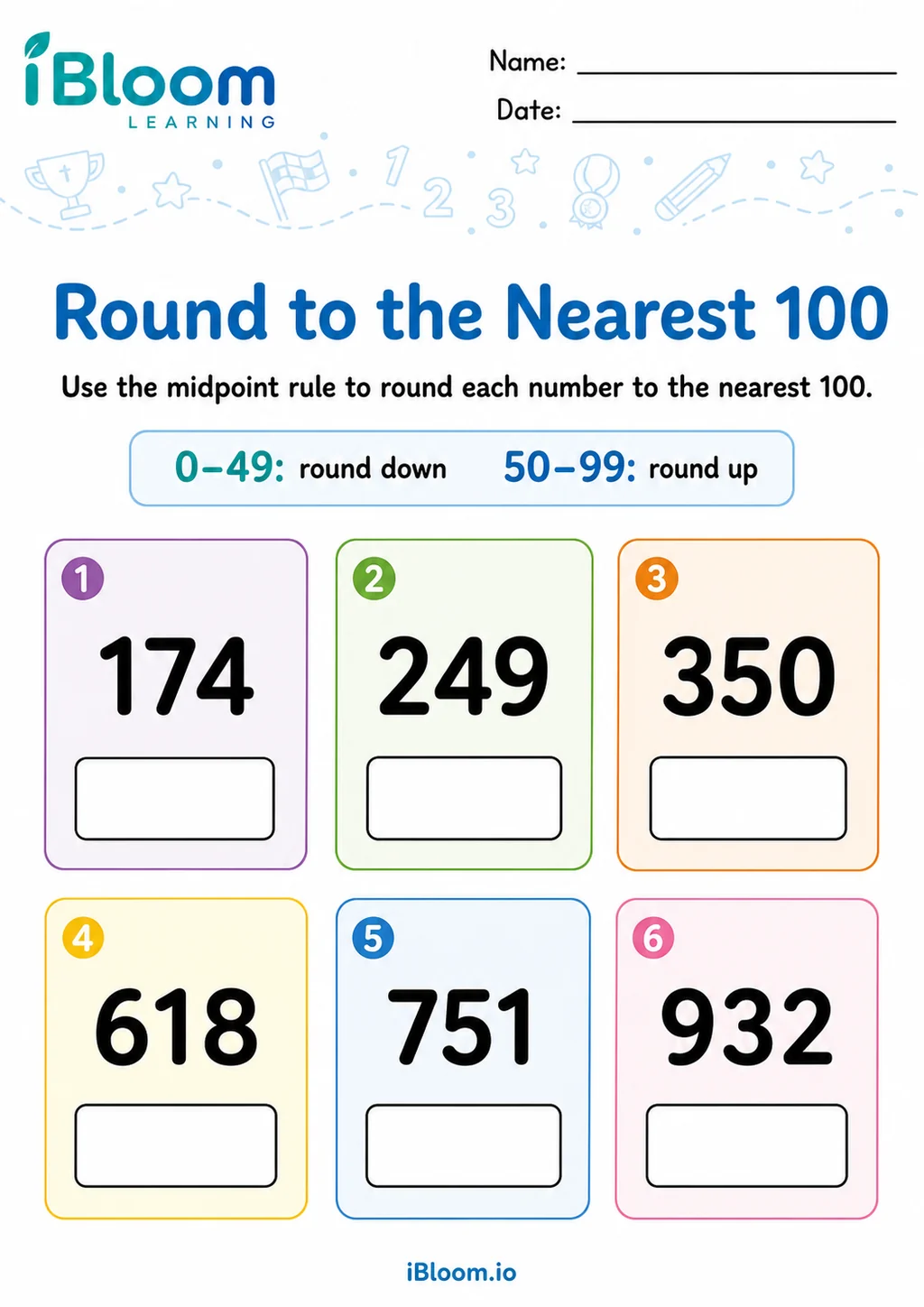 Preview page 1 of Round 3 Digit Numbers Nearest 100 — Guided Practice