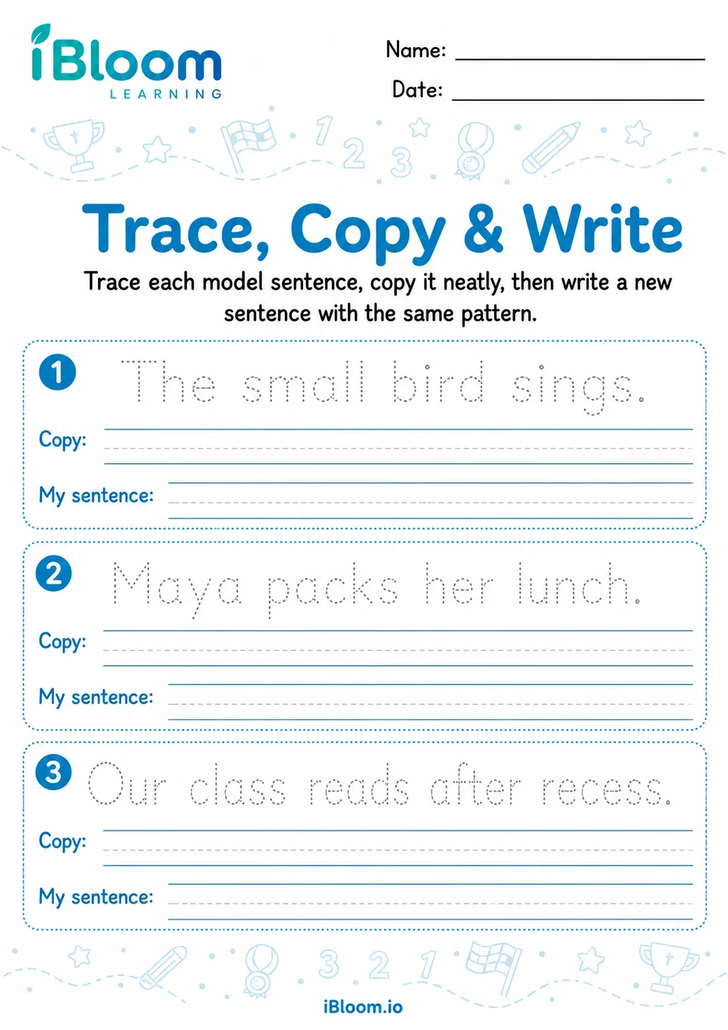 Preview page 1 of Trace Copy Sentences — Write and Apply