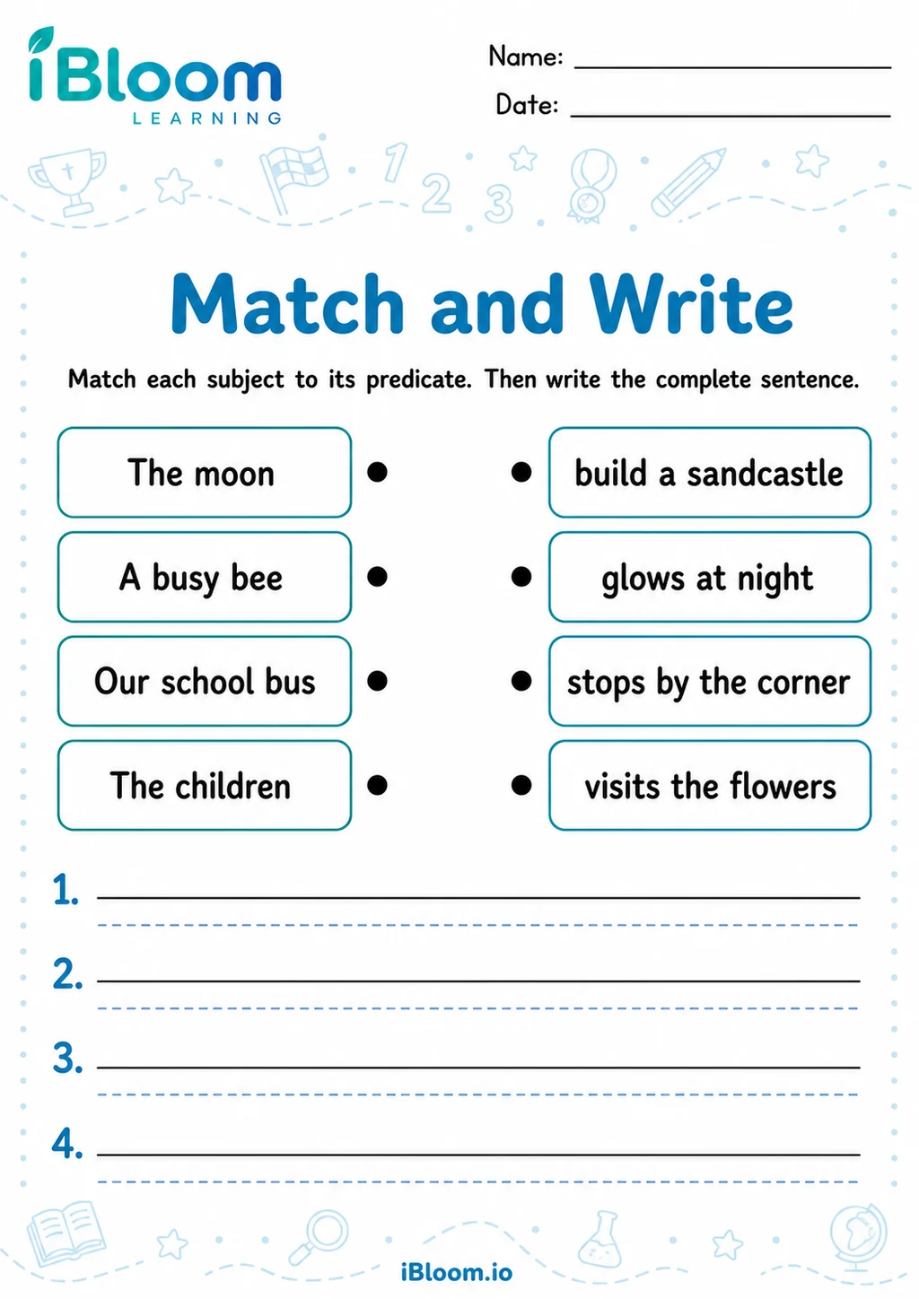 Preview of Write Subjects Predicates — Sentence Practice worksheet