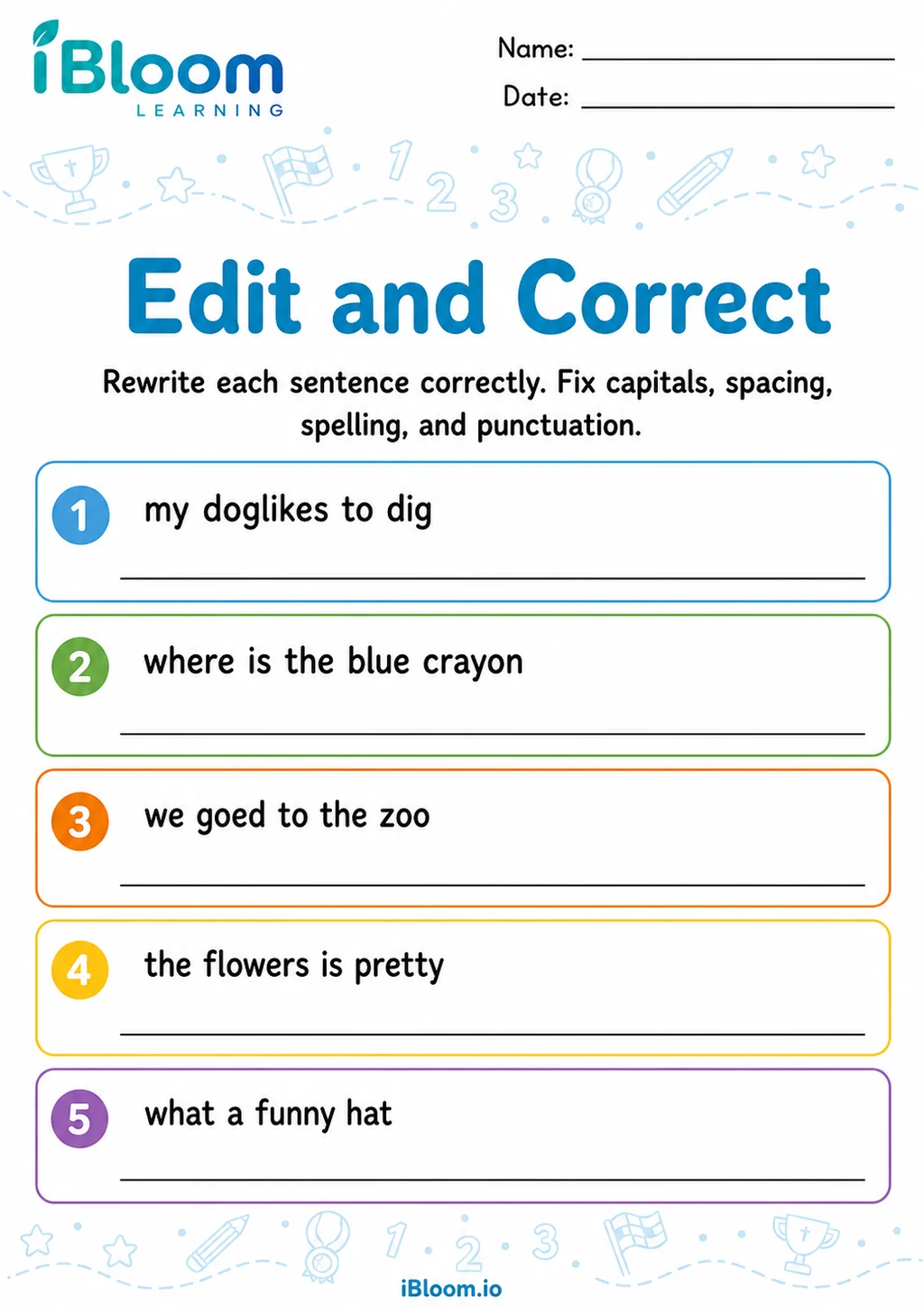 Preview of Writing — Edit and Correct worksheet
